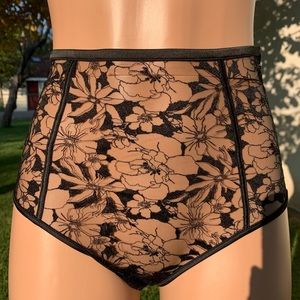 NWT Victoria’s Secret Luxe Lingerie Embroidered High Waist Cheeky Panty Goth VS